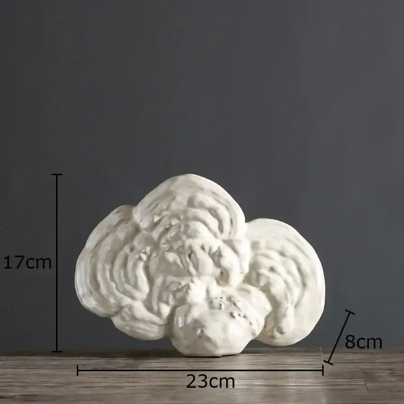 Modern white ceramic ganoderma lucidum sculpture living room decor