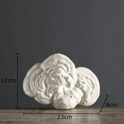 Modern white ceramic ganoderma lucidum sculpture living room decor