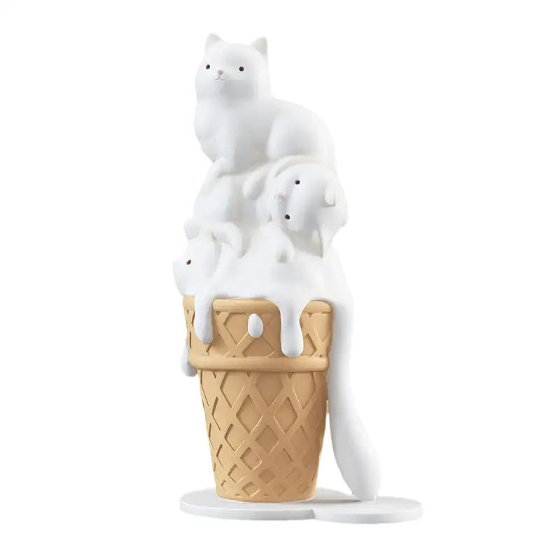 Modern white ceramic ice cream cat sculpture living room decor