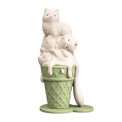 Modern white ceramic ice cream cat sculpture living room decor