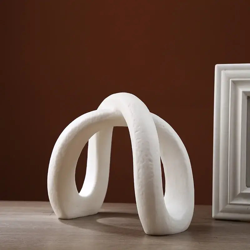 Modern white ceramic infinity symbol vase living room decor