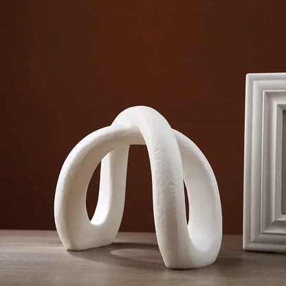 Modern white ceramic infinity symbol vase living room decor