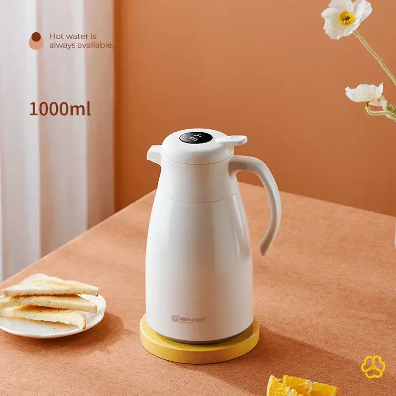 Modern white ceramic insulation kettle kitchen digital thermos bottle