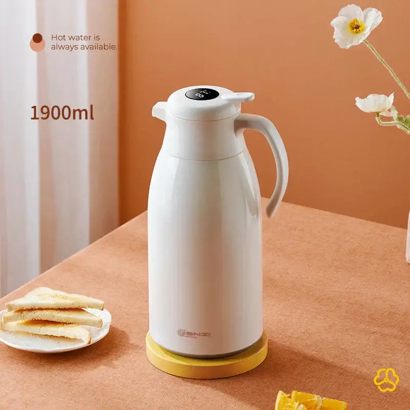 Modern white ceramic insulation kettle kitchen digital thermos bottle