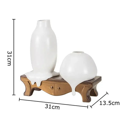 Modern white ceramic liquid vase living room melting bronze decor