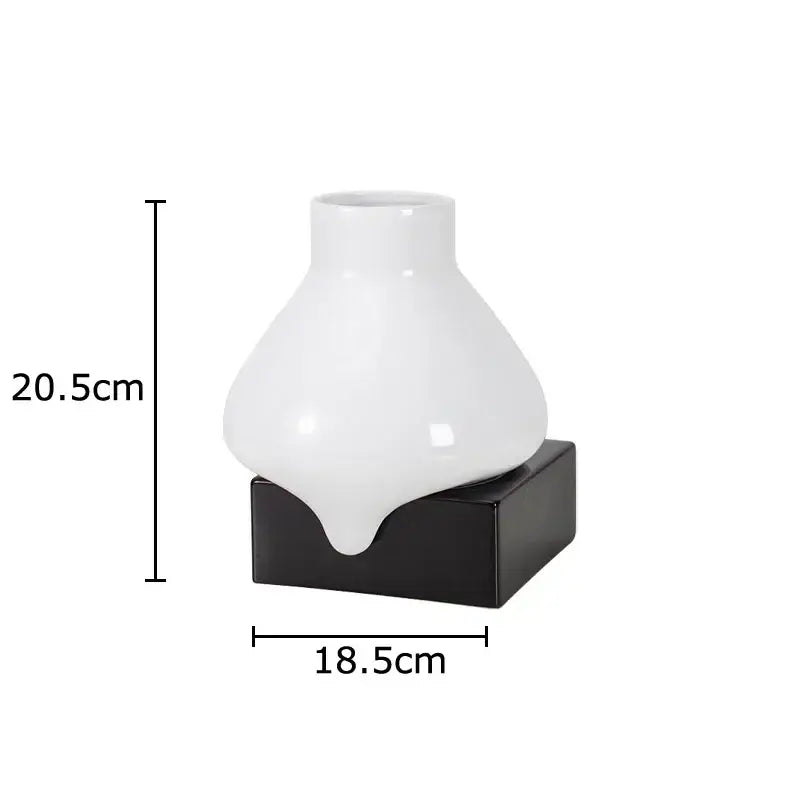 Modern white ceramic liquid vase living room melting bronze decor