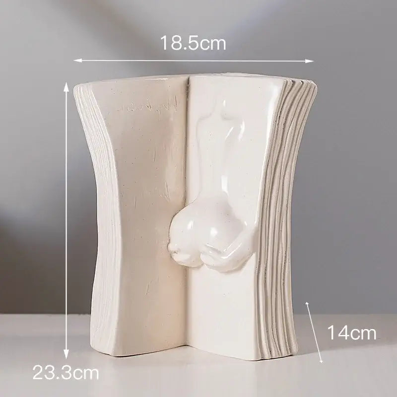 Modern white ceramic man face book vase living room decor storage