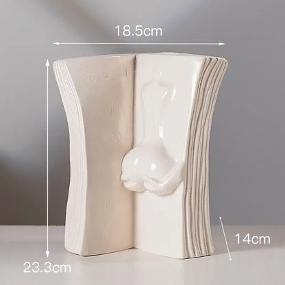 Modern white ceramic man face book vase living room decor storage