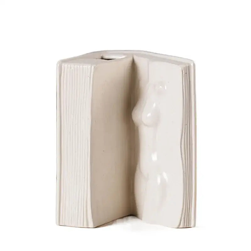 Modern white ceramic man face book vase living room decor storage