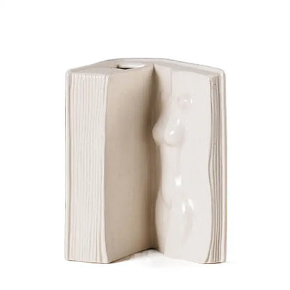 Modern white ceramic man face book vase living room decor storage