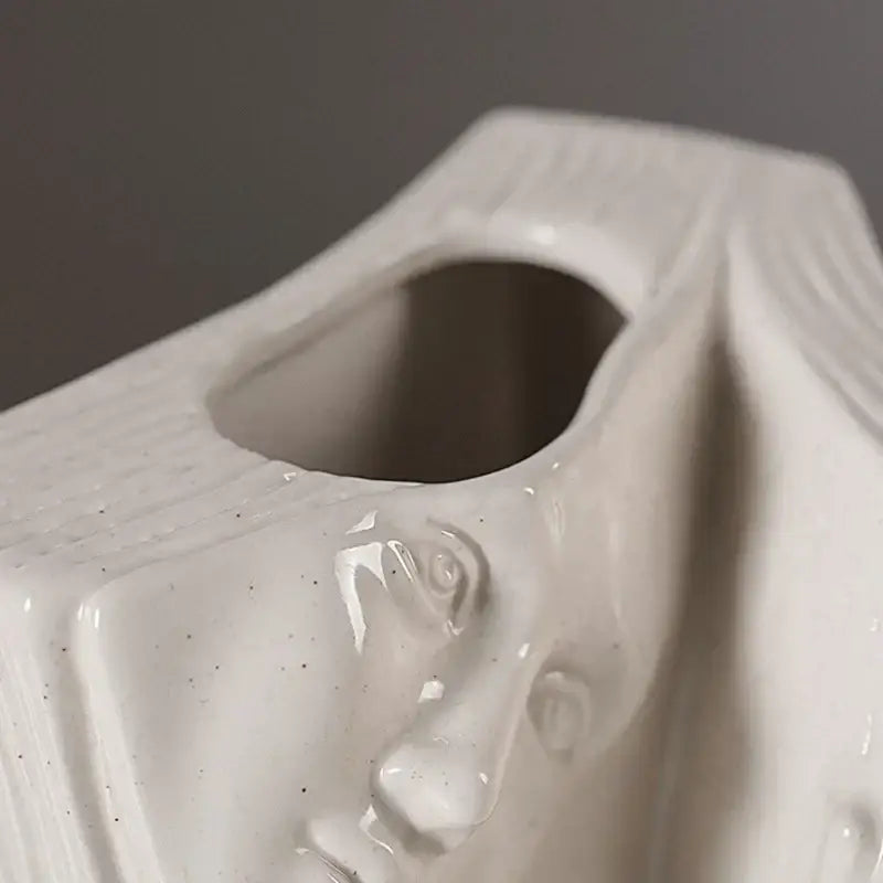 Modern white ceramic man face book vase living room decor storage
