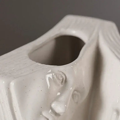 Modern white ceramic man face book vase living room decor storage