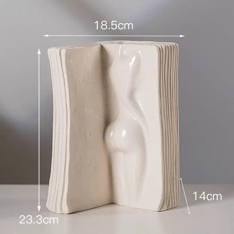 Modern white ceramic man face book vase living room decor storage