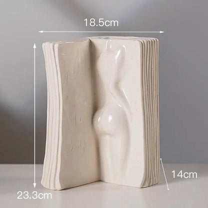 Modern white ceramic man face book vase living room decor storage