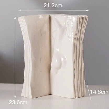 Modern white ceramic man face book vase living room decor storage