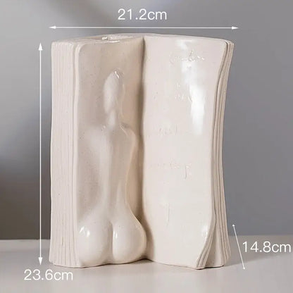 Modern white ceramic man face book vase living room decor storage