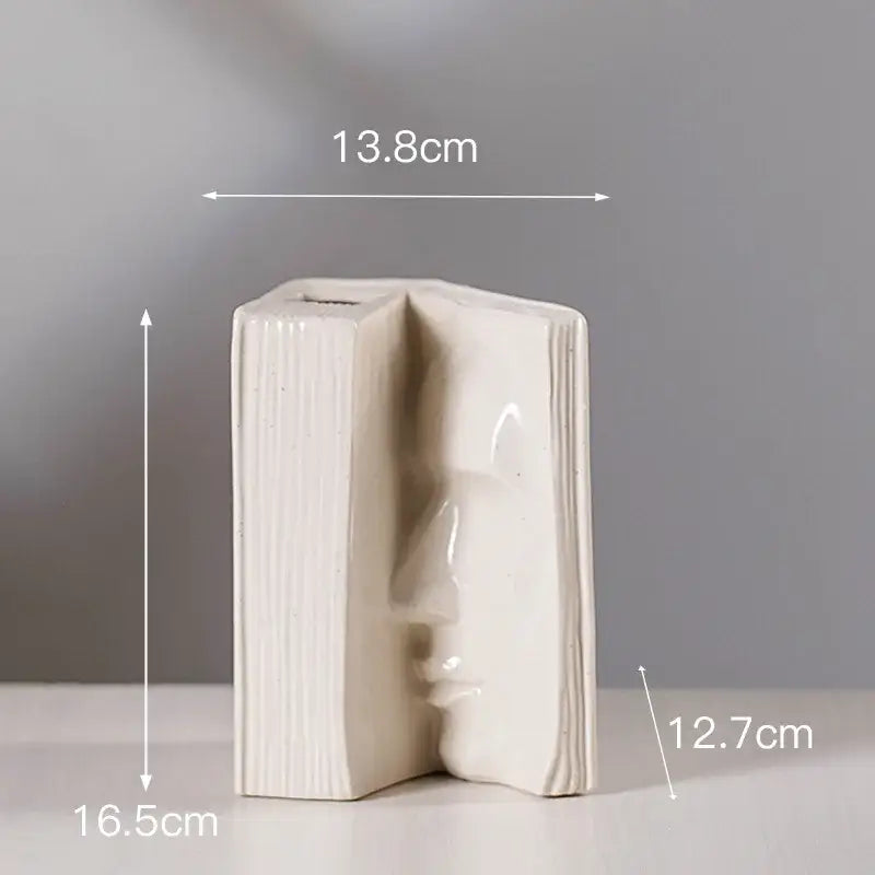 Modern white ceramic man face book vase living room decor storage