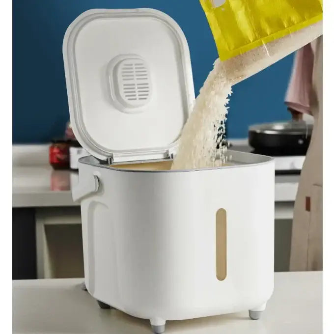 Modern white ceramic rice food storage container kitchen grain bucket
