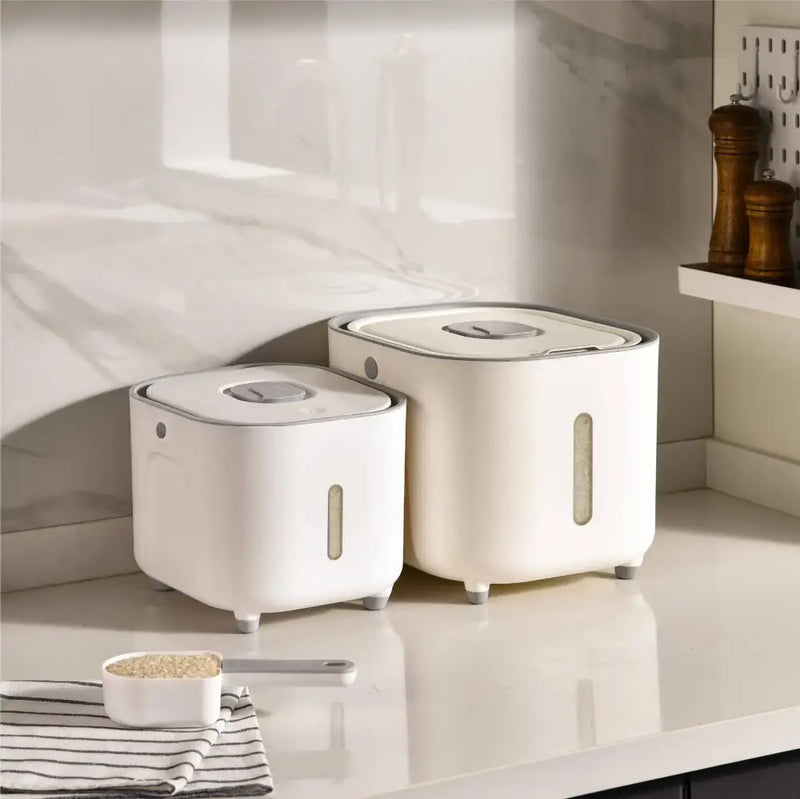 Modern white ceramic rice food storage container kitchen grain bucket
