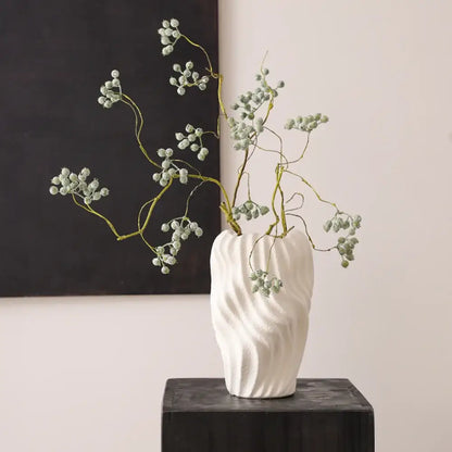 Modern white ceramic vase with irregular wavy patterns living room decor