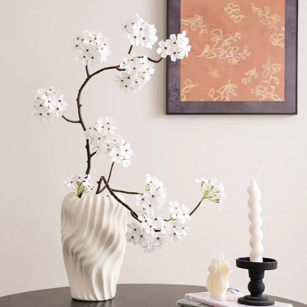 Modern white ceramic vase with irregular wavy patterns living room decor