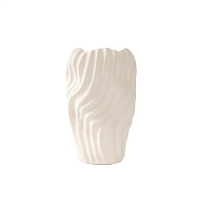 Modern white ceramic vase with irregular wavy patterns living room decor
