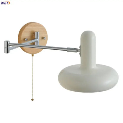 Modern white ceramic wall lamp bedroom adjustable cream iron art