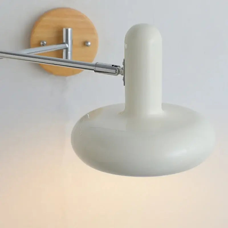 Modern white ceramic wall lamp bedroom adjustable cream iron art