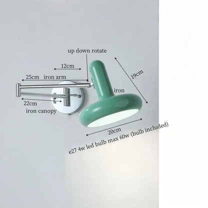 Modern white ceramic wall lamp bedroom adjustable cream iron art