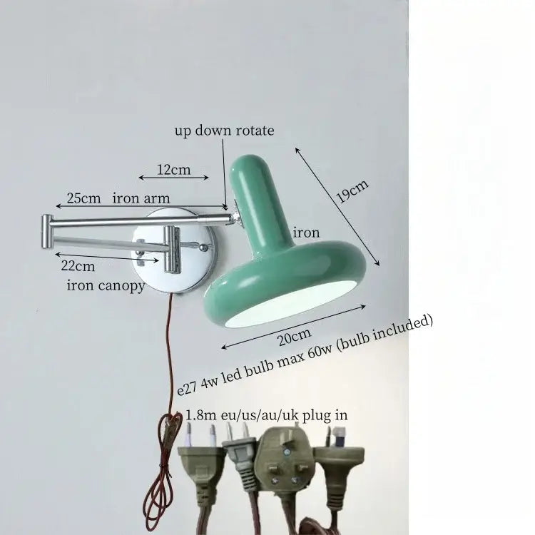 Modern white ceramic wall lamp bedroom adjustable cream iron art