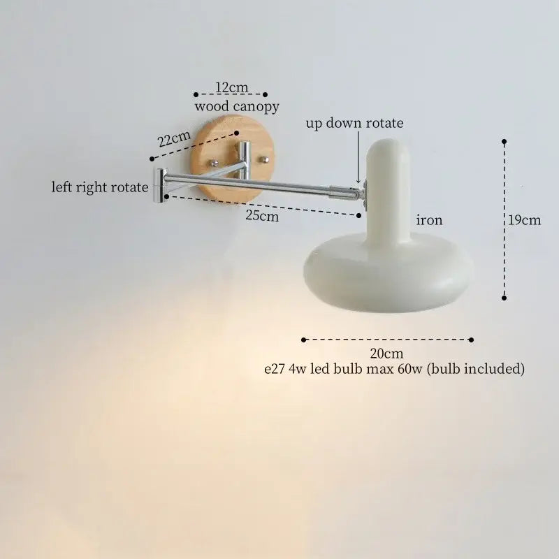 Modern white ceramic wall lamp bedroom adjustable cream iron art