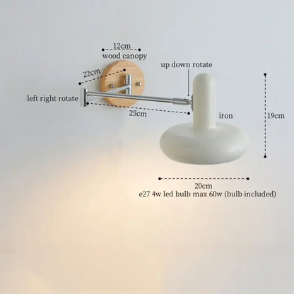 Modern white ceramic wall lamp bedroom adjustable cream iron art