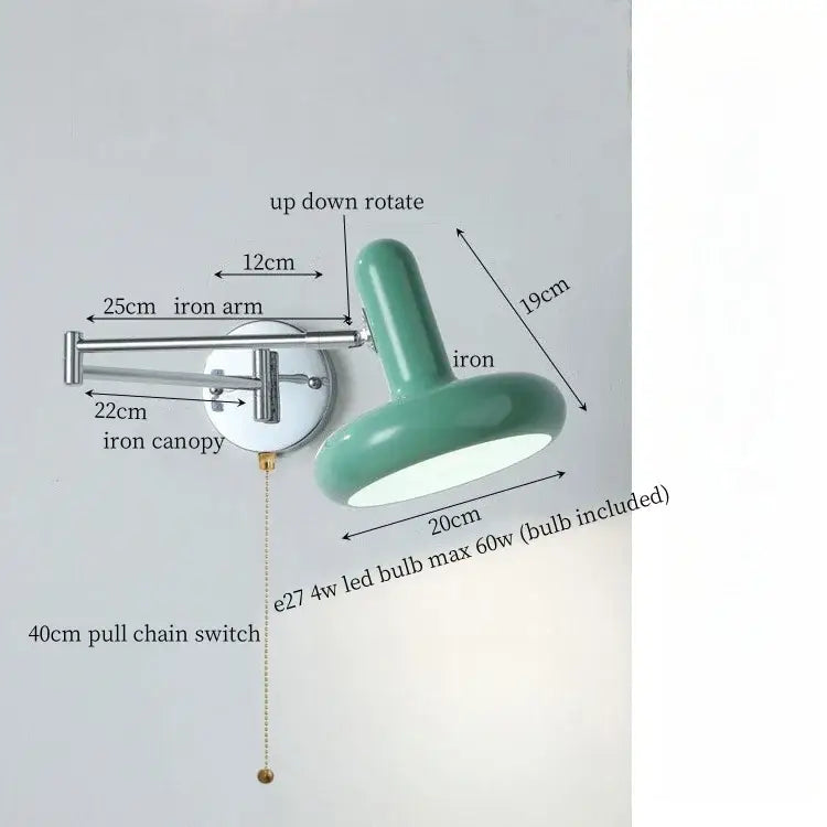 Modern white ceramic wall lamp bedroom adjustable cream iron art