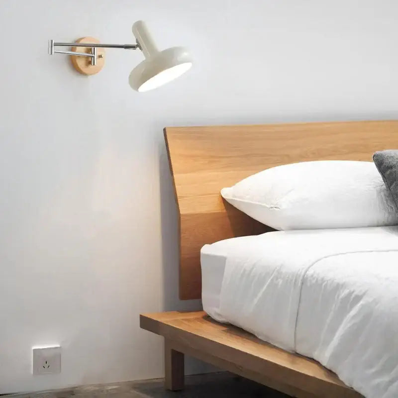 Modern white ceramic wall lamp bedroom adjustable cream iron art