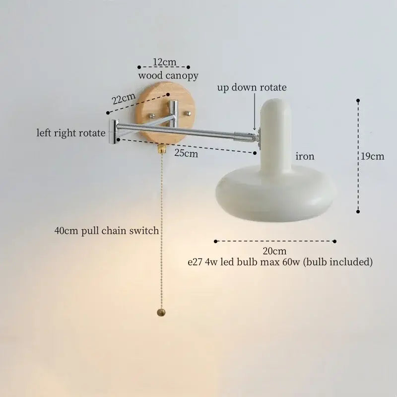 Modern white ceramic wall lamp bedroom adjustable cream iron art