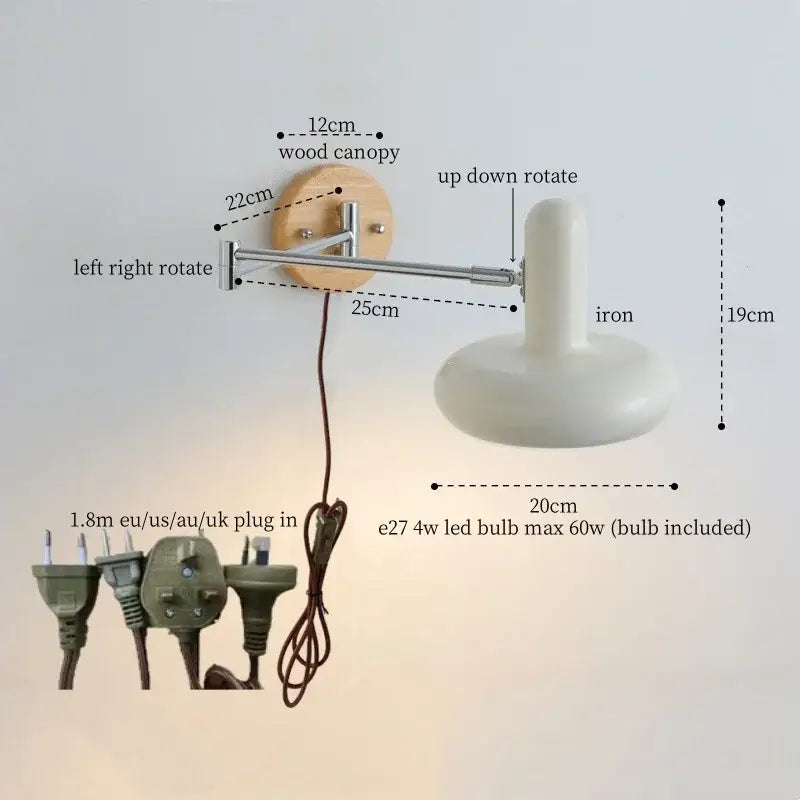Modern white ceramic wall lamp bedroom adjustable cream iron art