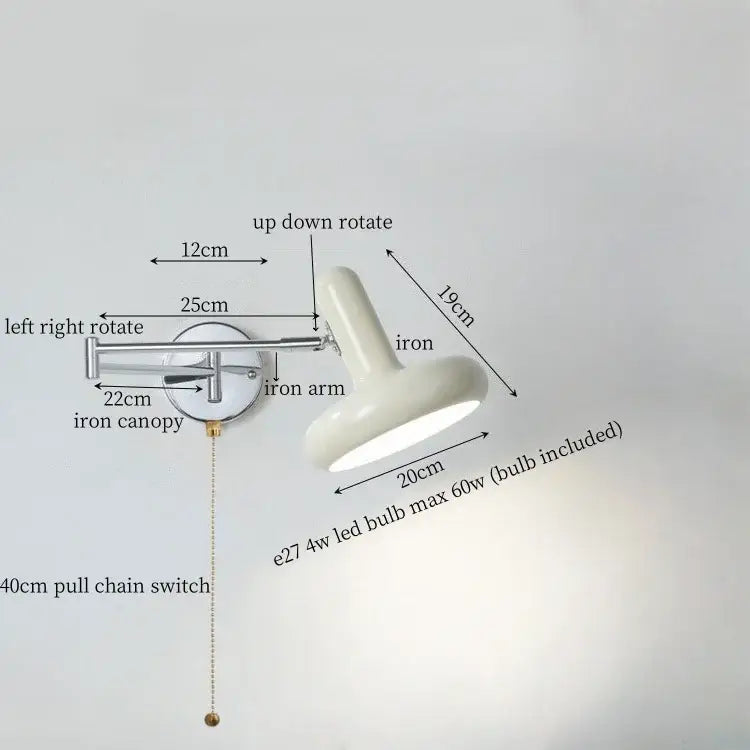 Modern white ceramic wall lamp bedroom adjustable cream iron art