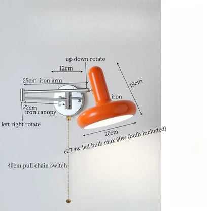 Modern white ceramic wall lamp bedroom adjustable cream iron art