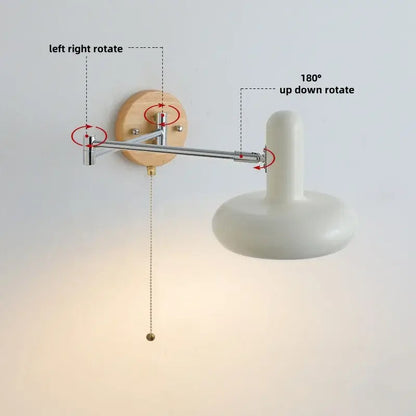 Modern white ceramic wall lamp bedroom adjustable cream iron art