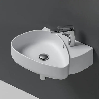 Modern white ceramic wall mounted wash basin bathroom sink