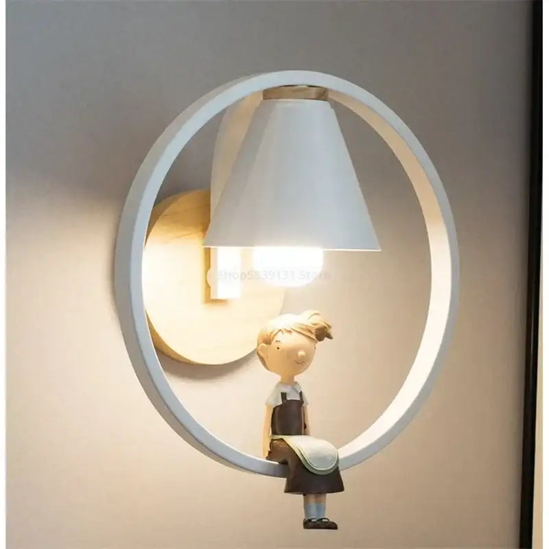 Modern white child figurine led wall lamps for bedroom