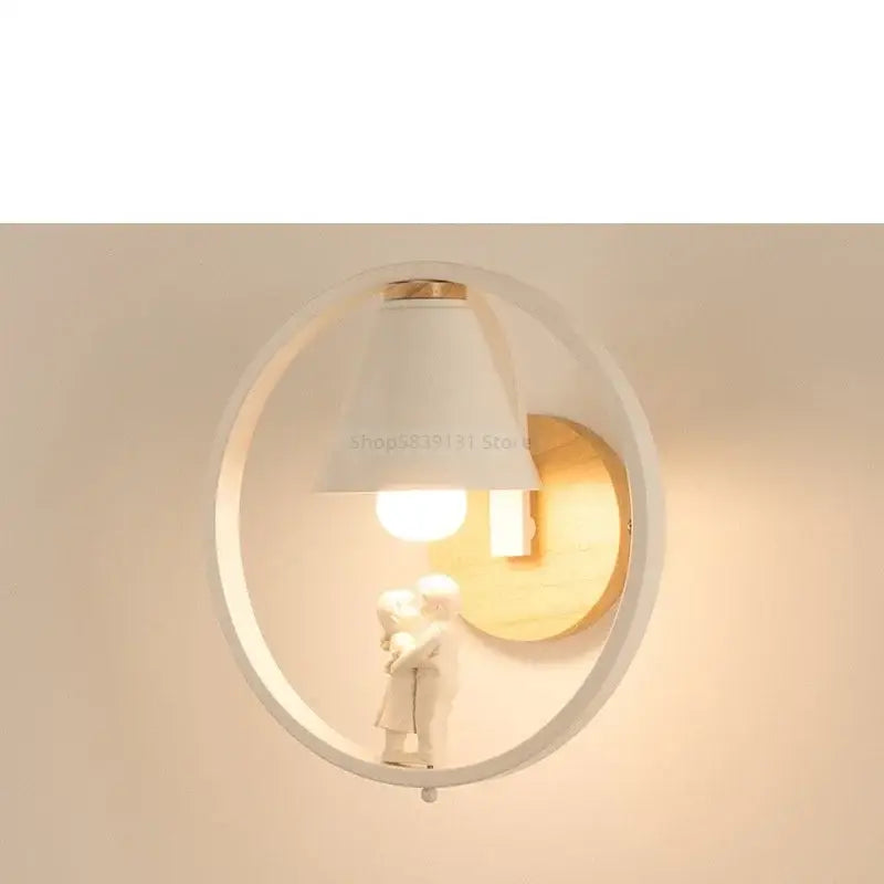 Modern white child figurine led wall lamps for bedroom