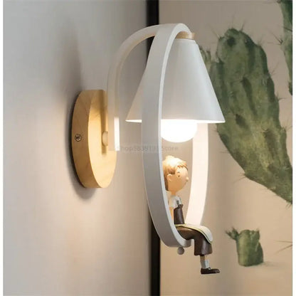Modern white child figurine led wall lamps for bedroom