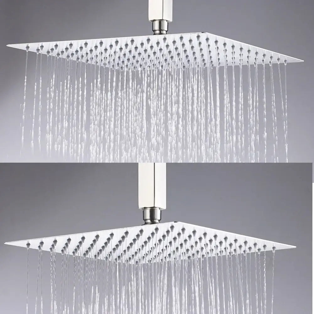 Modern white chrome square rainfall shower head bathroom fixture