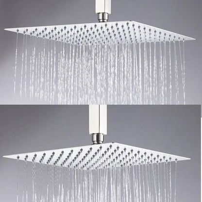 Modern white chrome square rainfall shower head bathroom fixture