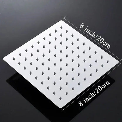 Modern white chrome square rainfall shower head bathroom fixture
