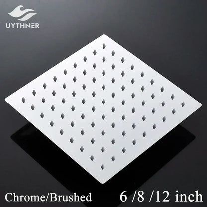 Modern white chrome square rainfall shower head bathroom fixture