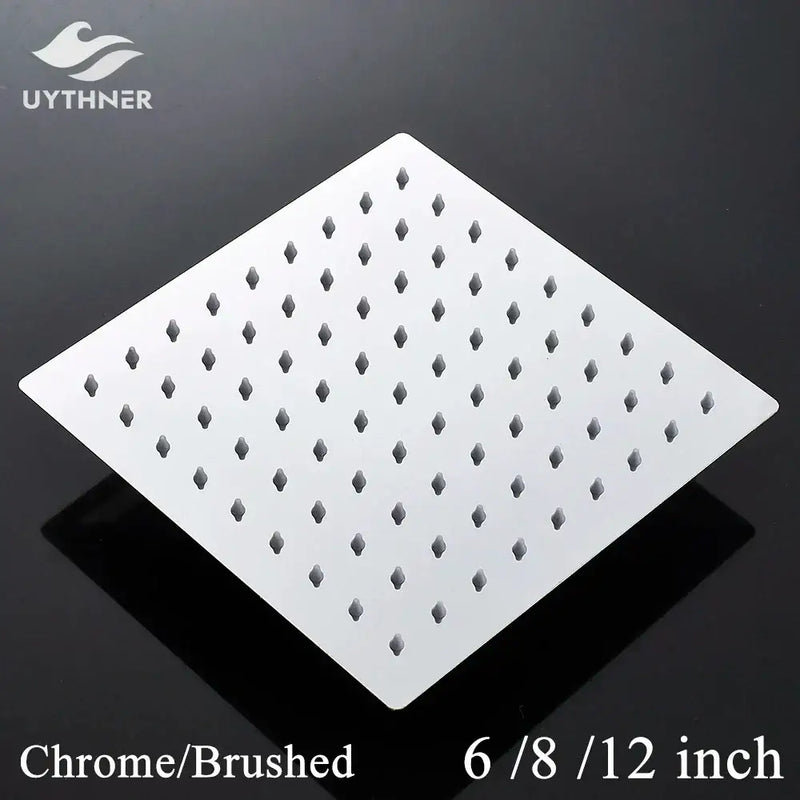 Modern white chrome square rainfall shower head bathroom fixture