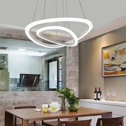 Modern white circle rings acrylic pendant lights for living room