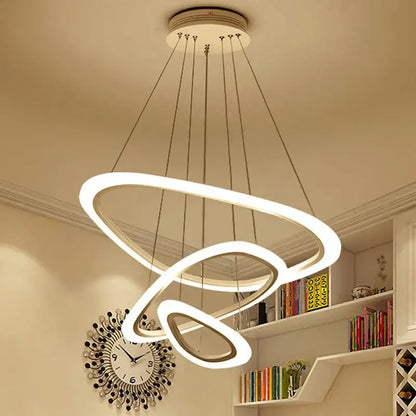 Modern white circle rings acrylic pendant lights for living room